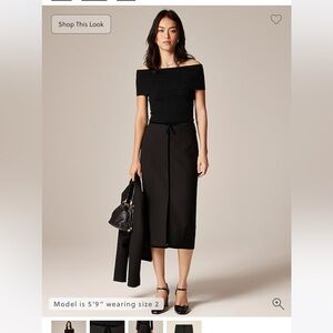 Pencil midi skirt with velvet trim in four-season stretch.  NWT. TTS.